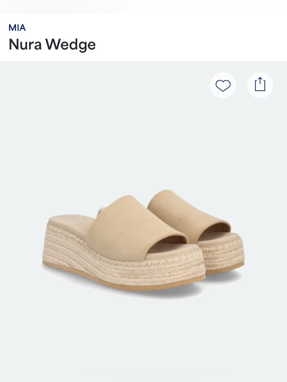 MIA NWOT Nura Wedge Tan Espadrille Platform Slide Sandals Size 7 Brand New
